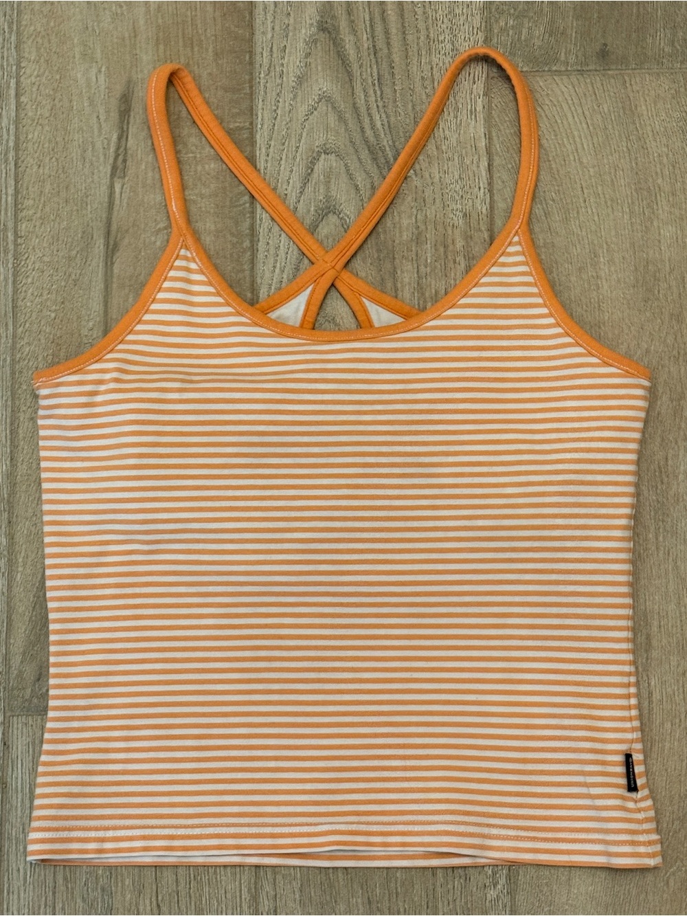 Women’s Unionbay Striped Tank Top with Crisscross Back and built on Bra- Orange